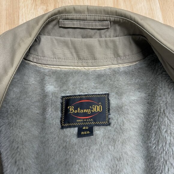 BOTANY 500 TRENCH COAT LIGHT BROWN MENS 40 ZIP OUT FUR LINER MADE IN USA NEUTRAL - Picture 4 of 11